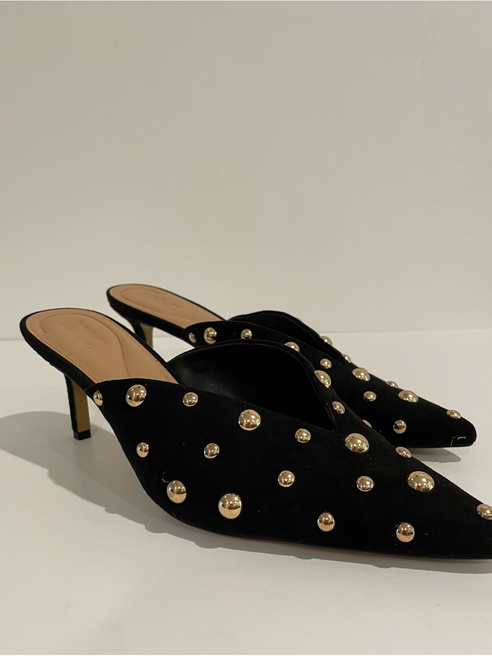 INC International Concepts Black Studded Pointed Mules